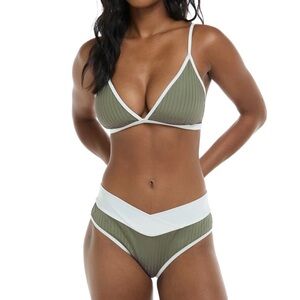 Skye Swimwear | Green and White Bikini Set